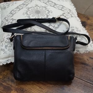 Vince Camuto Black Crossbody Bag with Gold Accents